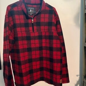 Red and Black Plaid Fleece Quarter-Zip Pullover